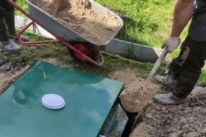 Монтаж станции биологической очистки Биодека 3 принудительный Бабино-2