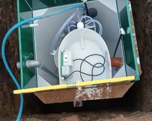 Установка септика Евробион 4 принудительный в поселке Громово, ЛО